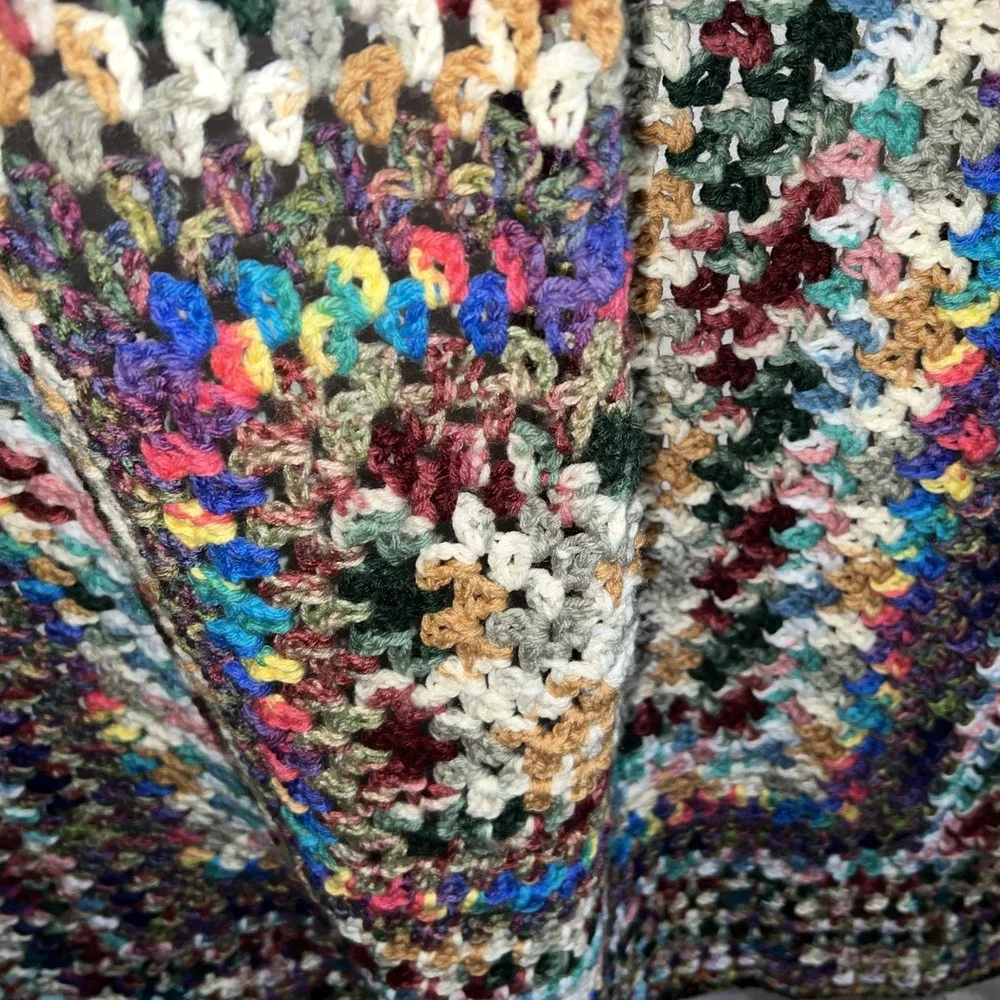 NEW HANDMADE crocheted afghan blanket throw53x54 Multicolor Beautiful New‎ Gift